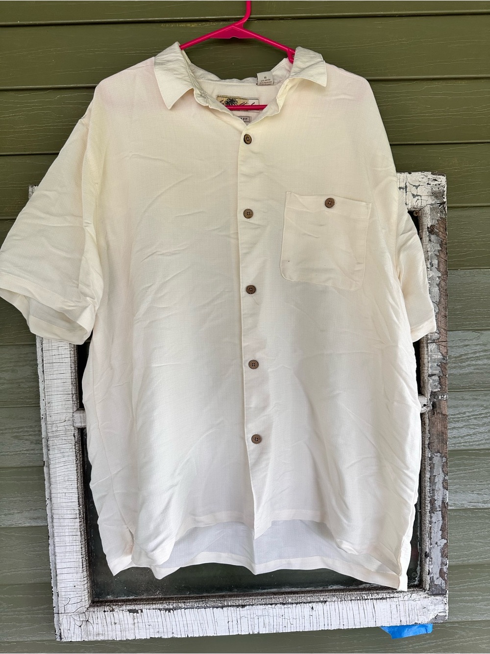 Men's Casual Short-Sleeve Button-Down Shirt in Cream